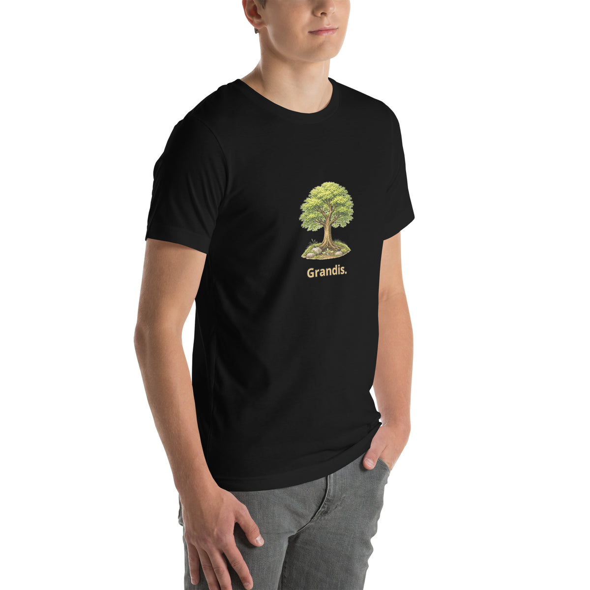 Grandis — t-shirt Cyber Sage en noir, vue avant droite