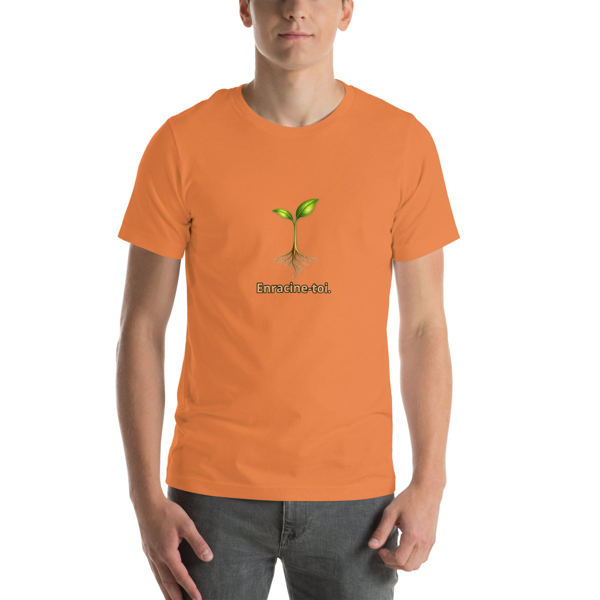 Enracine-toi — t-shirt Cyber Sage en Burnt Orange, vue de face