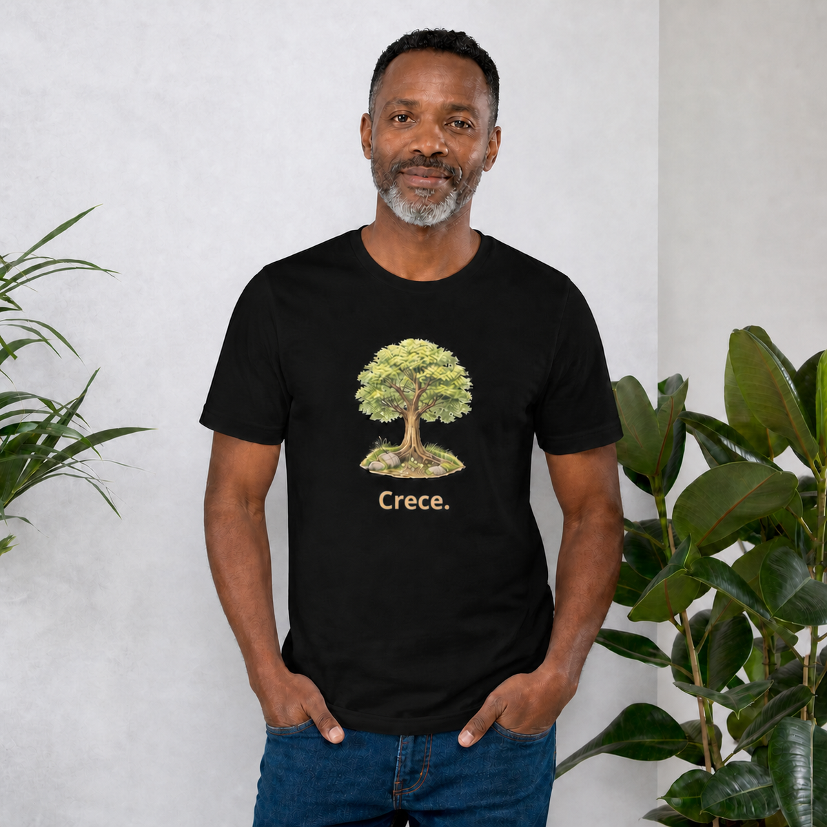 Crece 🌳 — camiseta Cyber Sage de la Serie Semilla, modelo en negro