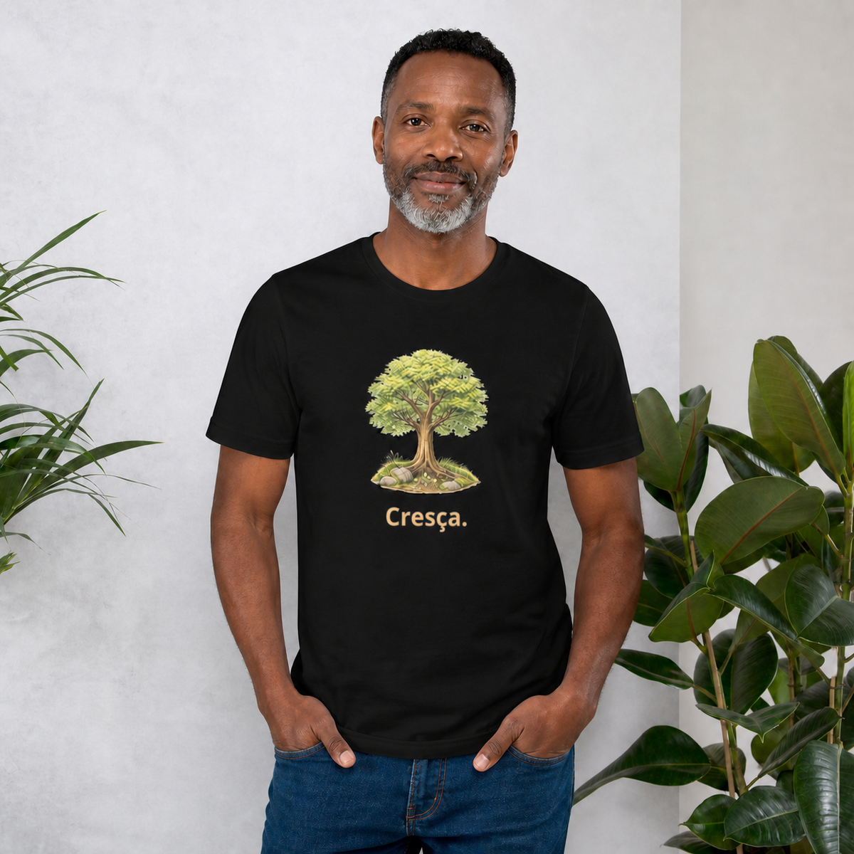 Cresça 🌳 — camiseta Cyber Sage da Série Semente, modelo em preto