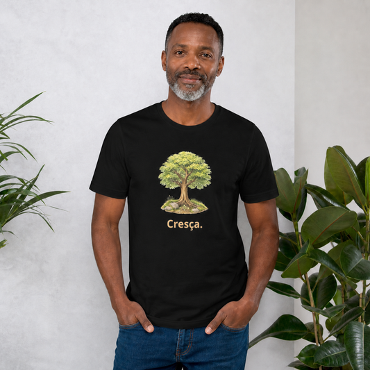 Cresça 🌳 — camiseta Cyber Sage da Série Semente, modelo em preto