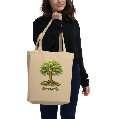 Growth — Eco Tote Bag | Cyber Sage Collection — eco tote bag oyster front view
