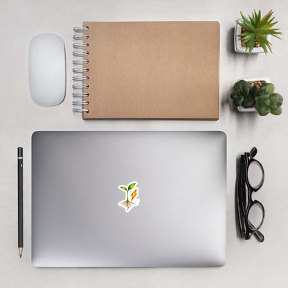 Rise Grove growth sticker, 4 by 4 inches, lifestyle view