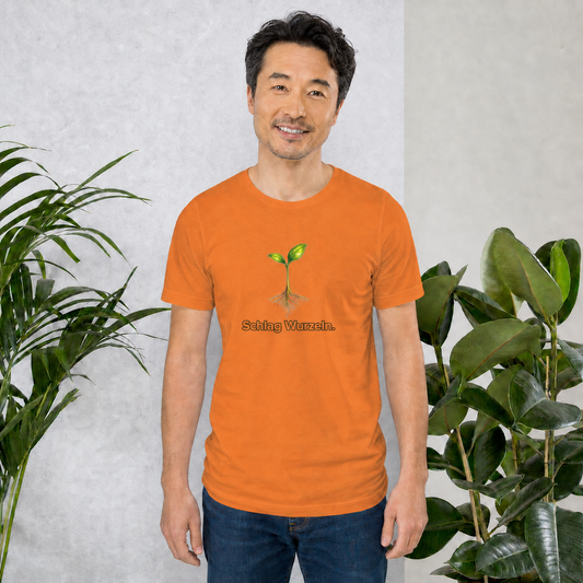 Schlag Wurzeln 🌱 — Cyber Sage T-Shirt der Samenserie, getragen in Burnt Orange