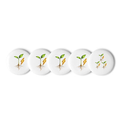 Rise — Cyber Sage Pins — set of pin buttons white 2.25 front view