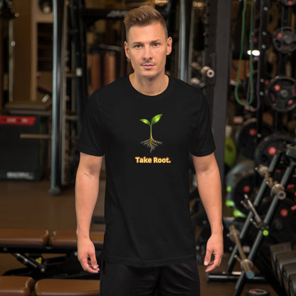 Take Root — Cyber Sage Tee (Seed Series) | Deep Forest — black front view