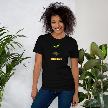 Take Root — Cyber Sage Tee (Seed Series) | Deep Forest — black front view