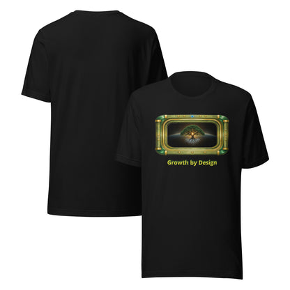 Growth by Design — Cyber Sage Tee (Black) — black front view and back