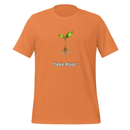 Take Root — Cyber Sage Tee (Seed Series) | Leaf, Sky & Ember — burnt orange front view