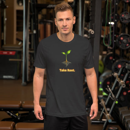 Take Root — Cyber Sage Tee (Seed Series) | Deep Forest — dark grey front view