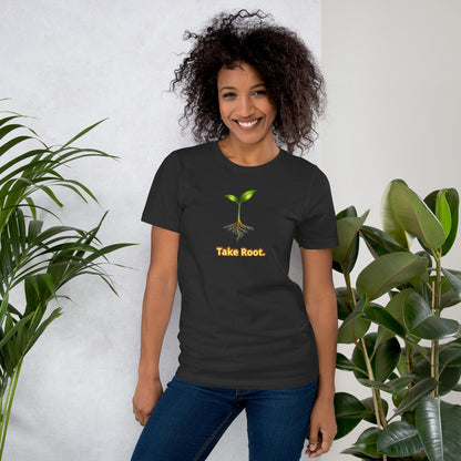 Take Root — Cyber Sage Tee (Seed Series) | Deep Forest — dark grey front view