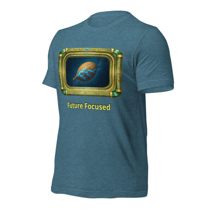 Future Focused — Cyber Seed Tee (Blue) — heather deep teal left-side view front view