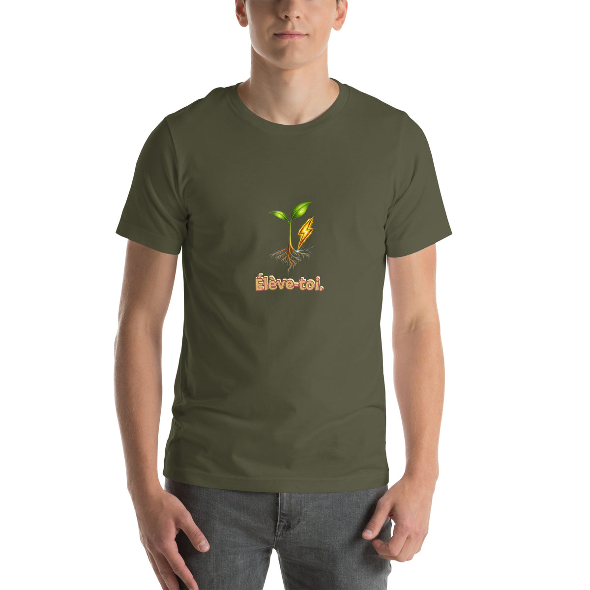 Élève-toi — t-shirt Cyber Sage en Military Green, vue de face