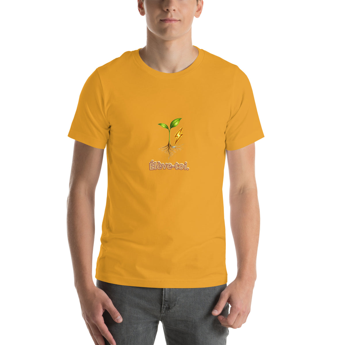 Élève-toi — t-shirt Cyber Sage en Mustard, vue de face