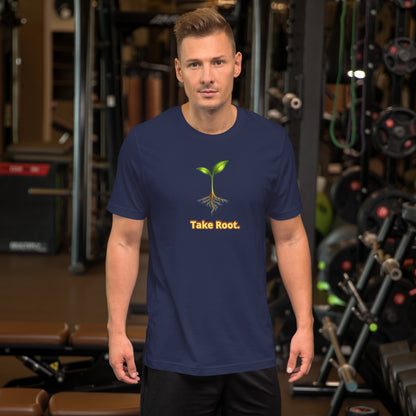 Take Root — Cyber Sage Tee (Seed Series) | Deep Forest — navy front view