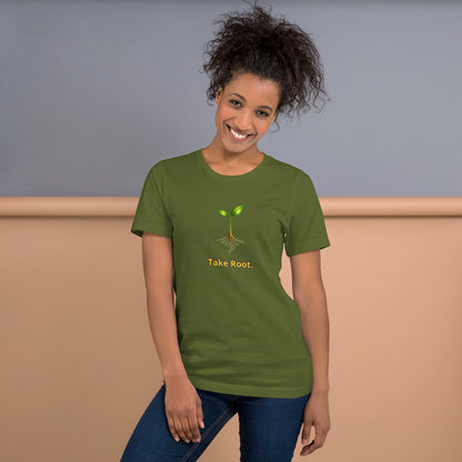 Take Root — Cyber Sage Tee (Seed Series) | Rooted Earth — olive front view