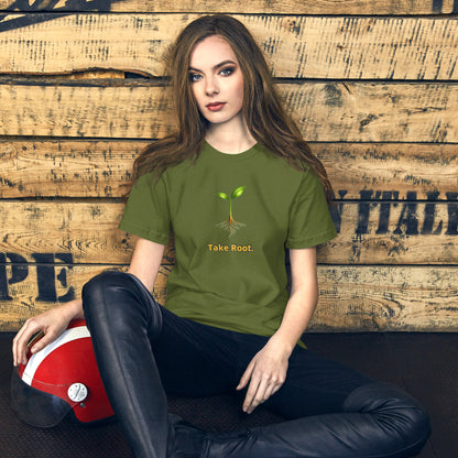 Take Root — Cyber Sage Tee (Seed Series) | Rooted Earth — olive front view