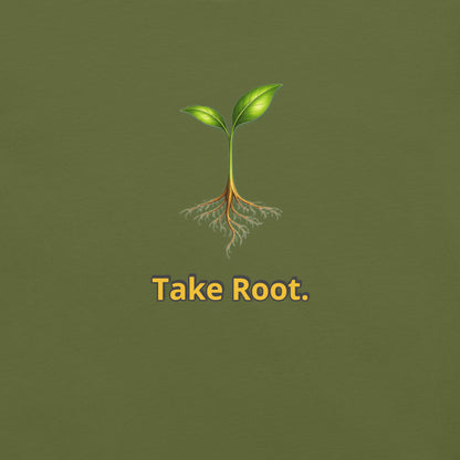 Take Root — Cyber Sage Tee (Seed Series) | Rooted Earth — olive front view