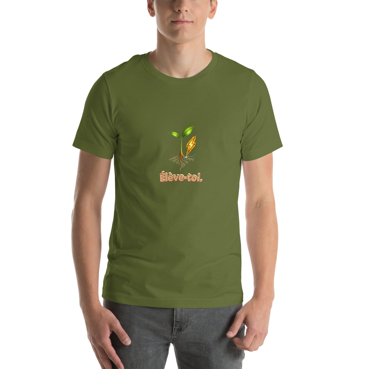 Élève-toi — t-shirt Cyber Sage en Olive, vue de face
