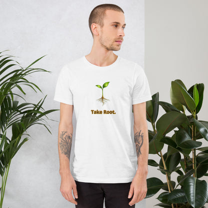Take Root — Cyber Sage Tee (Seed Series) | Soft Natural — solid white blend front view