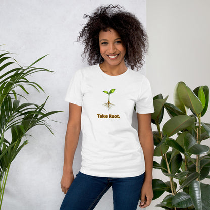 Take Root — Cyber Sage Tee (Seed Series) | Soft Natural — solid white blend front view