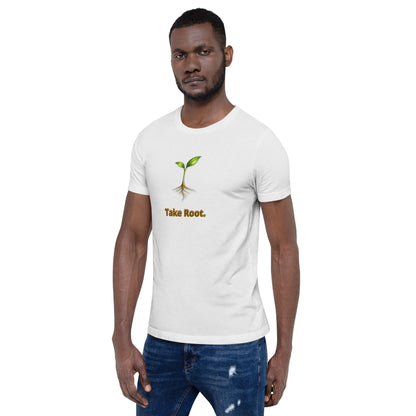 Take Root — Cyber Sage Tee (Seed Series) | Soft Natural — solid white blend left-side view front view
