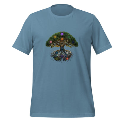 The Grove — Cyber Sage Tee (Ecosystem Series) V1 — steel blue front view