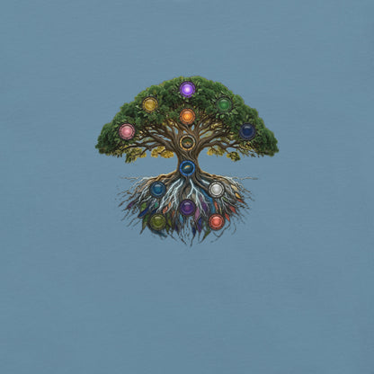 The Grove — Cyber Sage Tee (Ecosystem Series) V1 — steel blue front view