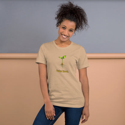Take Root — Cyber Sage Tee (Seed Series) | Rooted Earth — tan front view