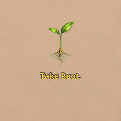 Take Root — Cyber Sage Tee (Seed Series) | Rooted Earth — tan front view