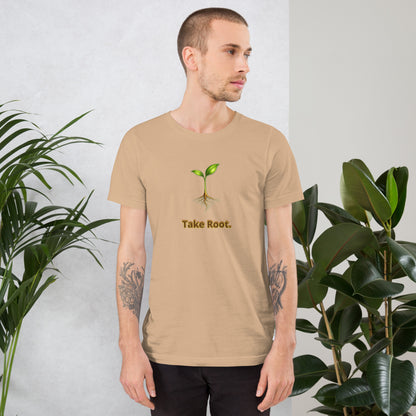 Take Root — Cyber Sage Tee (Seed Series) | Soft Natural — tan front view