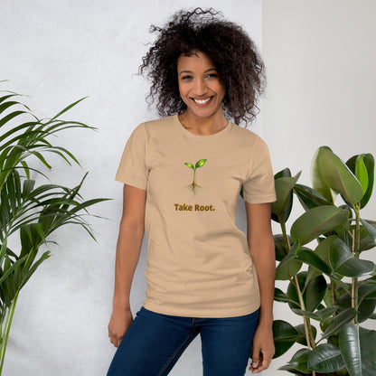 Take Root — Cyber Sage Tee (Seed Series) | Soft Natural — tan front view