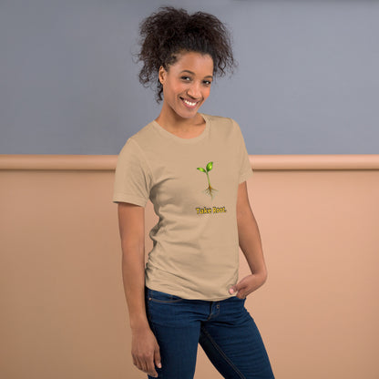 Take Root — Cyber Sage Tee (Seed Series) | Rooted Earth — tan right-side view