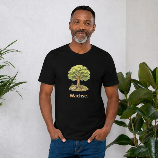 Wachse 🌳 — Cyber Sage T-Shirt der Samenserie, getragen in Schwarz