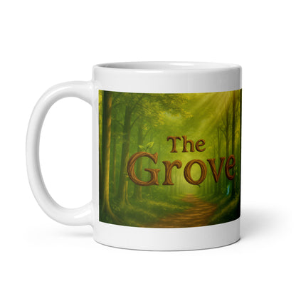 The Mug of the Grove - White and Glossy Edition — white 11 oz handle on left-side view