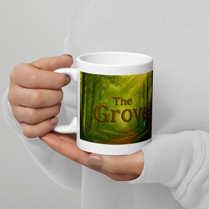 The Mug of the Grove - White and Glossy Edition — white 11 oz handle on left-side view