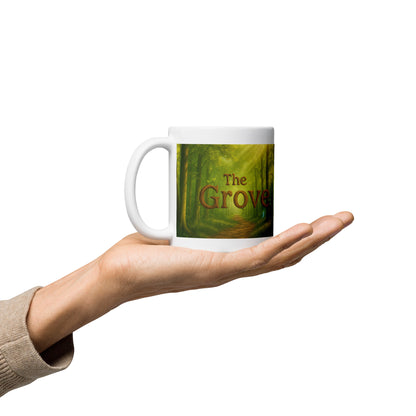 The Mug of the Grove - White and Glossy Edition — white 11 oz handle on left-side view
