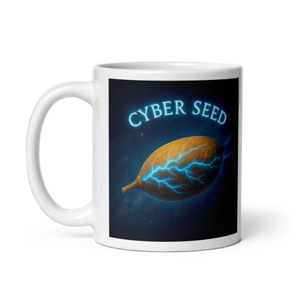Cyber Seed TRUST — White Glossy Mug — white 11 oz handle on left-side view