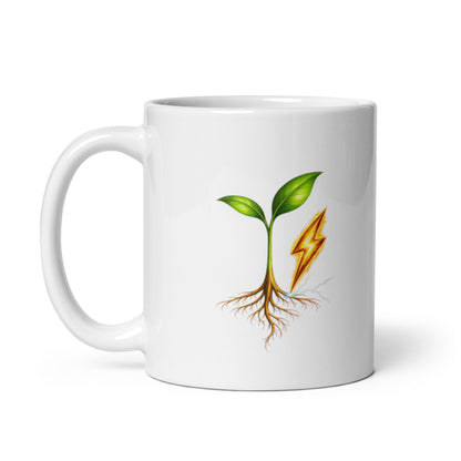 Rise Grove white glossy mug, 11 oz, handle on left