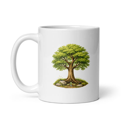 Grow Grove white glossy mug, 11 oz, handle on left