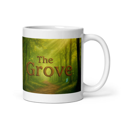 The Mug of the Grove - White and Glossy Edition — white 11 oz handle on right-side view
