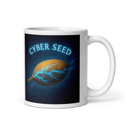 Cyber Seed TRUST — White Glossy Mug — white 11 oz handle on right-side view