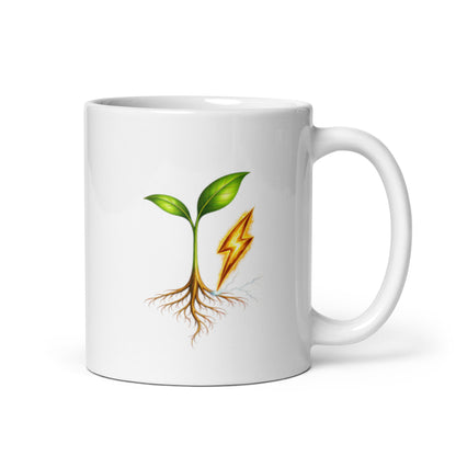 Rise Grove white glossy mug, 11 oz, handle on right