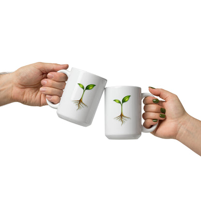 Take Root Grove white glossy mug, 15 oz, front view