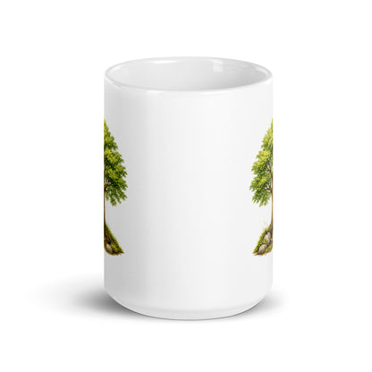 Grow Grove white glossy mug, 15 oz, front view