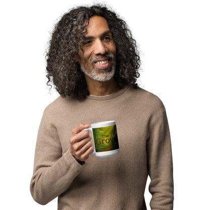 The Mug of the Grove - White and Glossy Edition — white 15 oz handle on left-side view