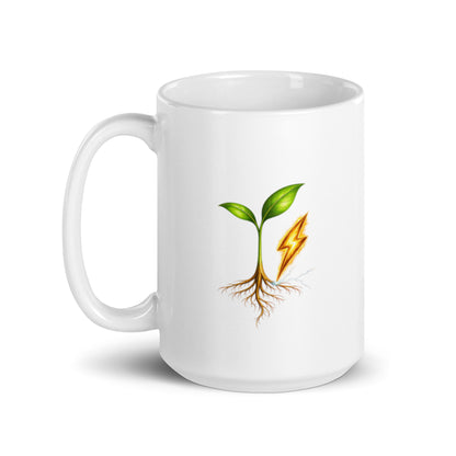Rise Grove white glossy mug, 15 oz, handle on left