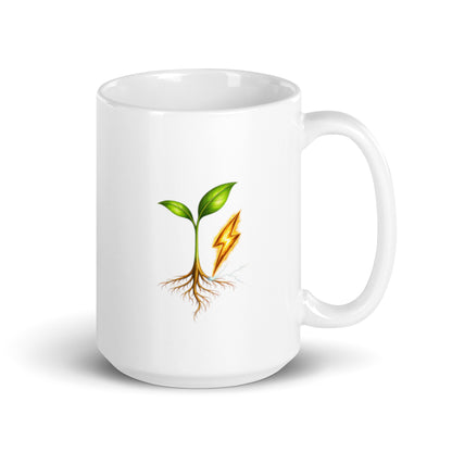 Rise Grove white glossy mug, 15 oz, handle on right
