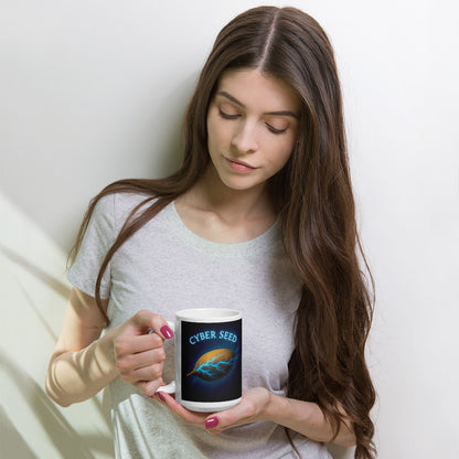 Cyber Seed TRUST — White Glossy Mug — white 15 oz woman