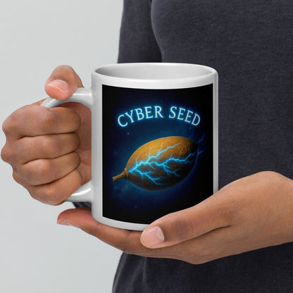 Cyber Seed TRUST — White Glossy Mug — white 20 oz handle on left-side view